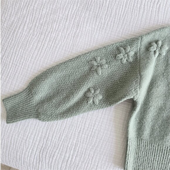 Jessica Simpson Knit Sweater Green Balloon Sleeve X Small - Picture 6 of 11